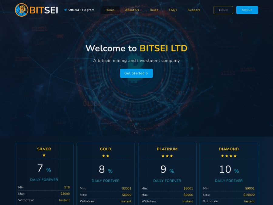 BitSei LTD - фаст-инвестиции: 7% - 10% в сутки и навсегда, $10, +Страховка