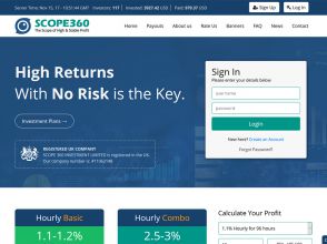 Scope360 - выплаты биткоин и USD с доходностью инвестиций от 1.1% за час