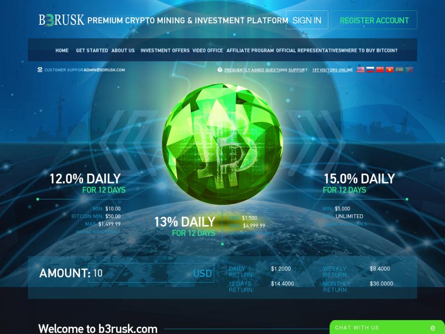 B3Rusk - заработок биткоинов на инвестициях в криптовалюте и долларах