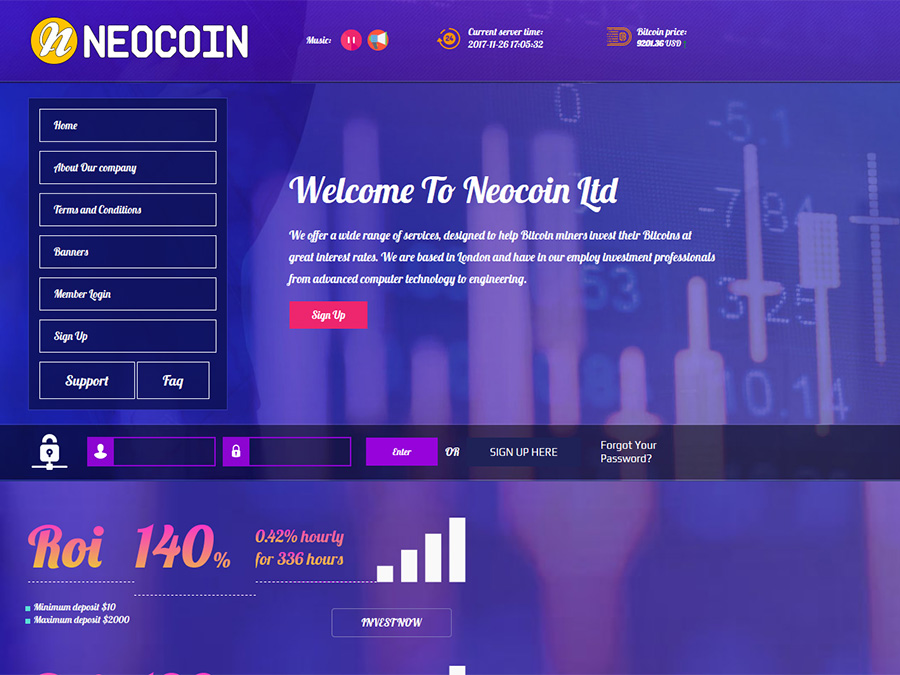 NeoCoin - заработок криптовалюты (BTC, LTC) и USD +0.42% ежечасно