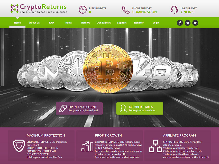 Crypto Returns LTD - вклады в долларах (USD) с доходом от 8% за 24 часа
