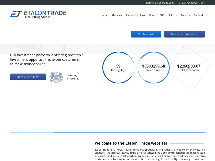 Etalon Trade - высокодоходные инвестиции в HYIP-проект от 45%