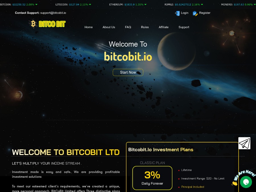 BitCoBit Limited - маркетинг хайпа: 3 - 7% бессрочно, вход $20, + Страховка