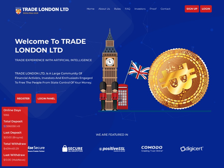 Trade London Ltd - доход: 101% после 1 дня работы депозита, вход от 10 USD