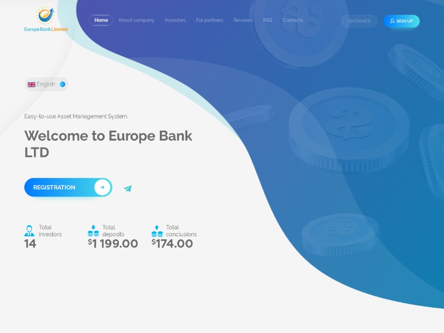 Europe Bank LTD - начисления от 2% в сутки на 15 дней, от $25, +[Страховка]