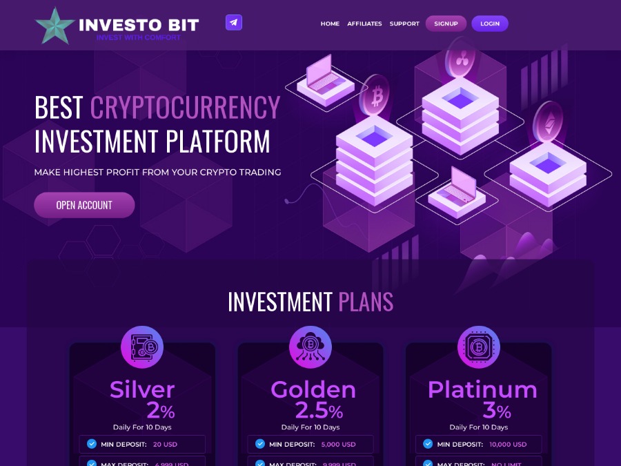 Investo Bit - HYIP-инвестиции: +2.0% в день на 10 суток, депозиты от 20 USD