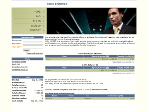 Con Invest - партизан: 4.2% почасово на 24 часа / 1.1% в день на 10 суток, $10