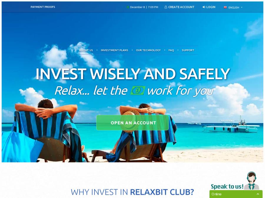 RelaxBit Club - инвестиции в криптовалюте Bitcoin (BTC), бессрочный вклад