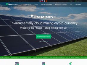 Sun Mining - облачный майнинг токенов Bitcoin (BTC), Dashcoin, Ethereum, пр.