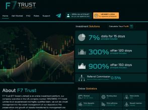 F7 Trust - проект с начислениями от 102% через 15 дней, вход от 30 USD