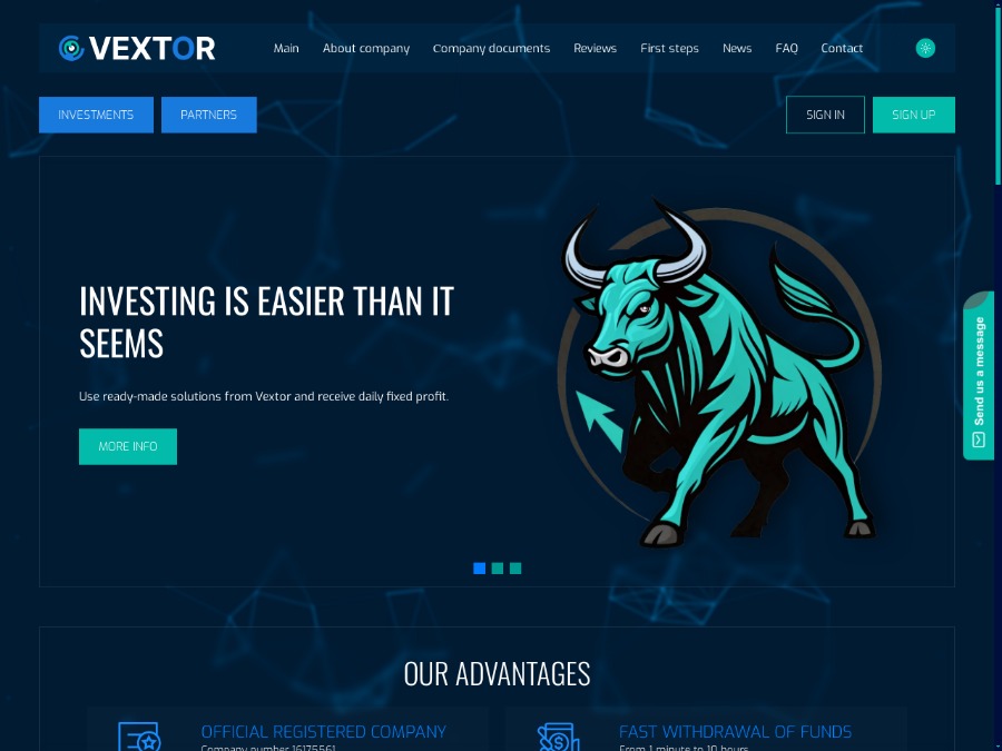 Vextor - пассивный профит в криптовалюте: 37.5% - 80% за круг чистыми, $10