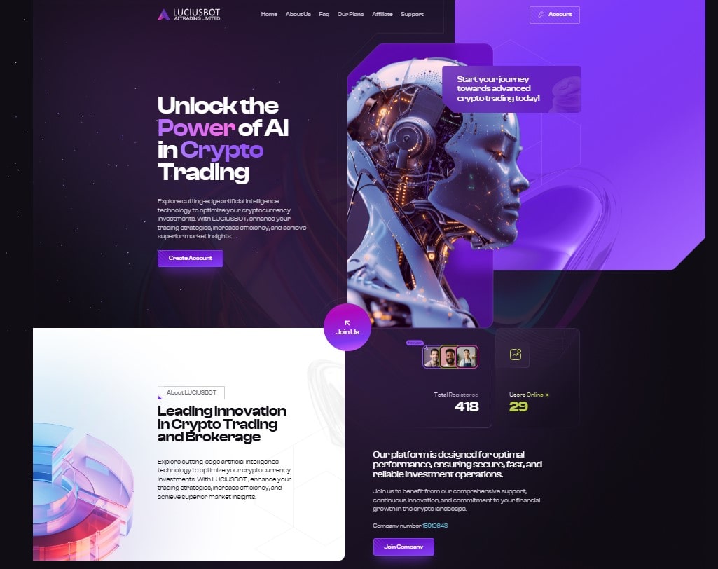 Luciusbot - инвестиции online сроком на 30 дней с доходом +1.5% в день, $20