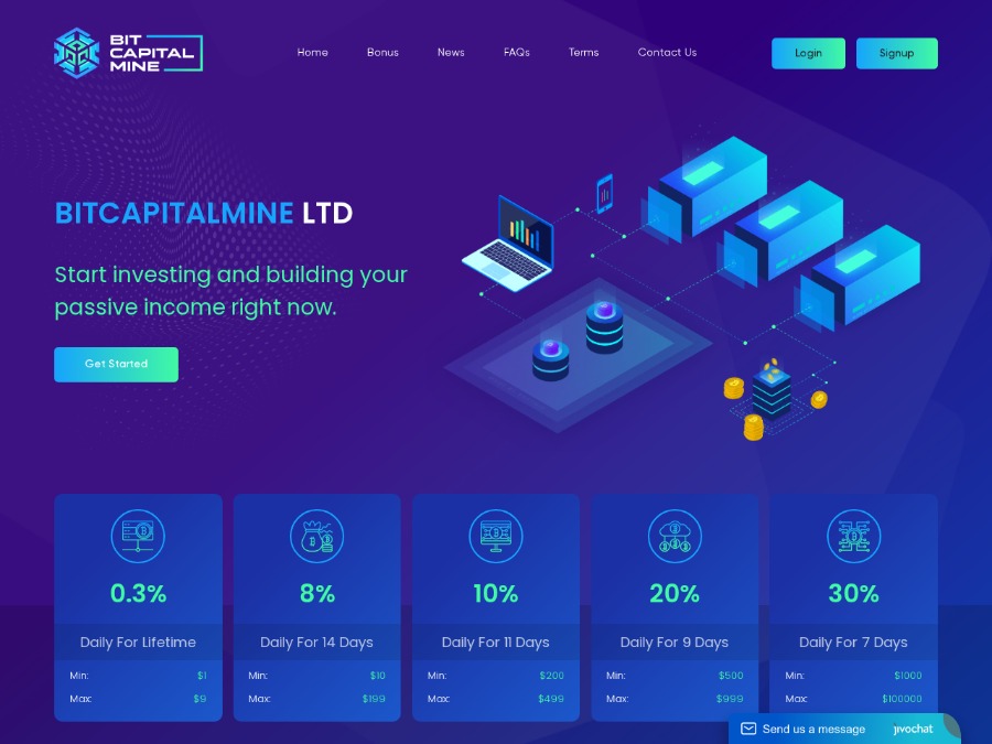 Bitcapitalmine Ltd - инвестиции 8% на 14 дней, депозит включен, вход от $10