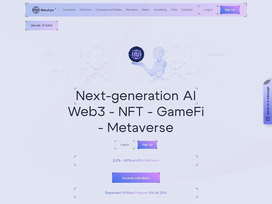 Neutys - инвестиции онлайн с доходом: 2.2% - 3.0% на 15 - 30 дней, депо $10