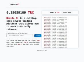 Morela Ai - заработок Tron TRX онлайн: 3 - 7% в день, от $15 + СТРАХОВКА