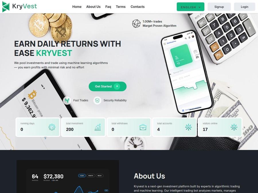 KRYVest - доход от вклада: 102 - 1200% после 1 - 60 дней + СТРАХОВКА
