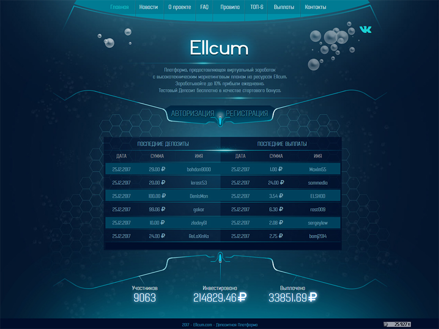 Ellcum - гарантированный доход 150% в рублях от инвестиций на 15/30 дней