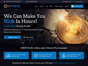 BitPays - инвестиции в криптовалюте Bitcoin (BTC), почасовые выплаты