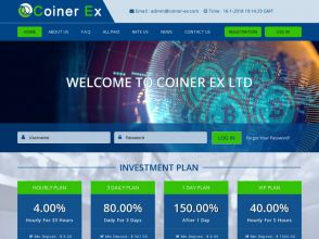 Coiner Ex LTD - почасовые инвестиции с доходом от 3.2%/час, вход от 8 USD