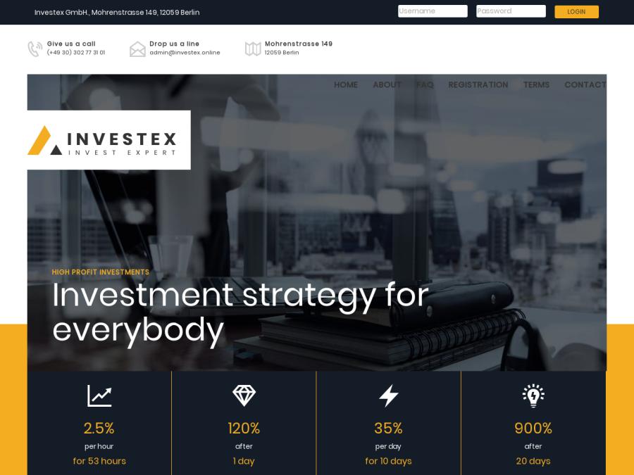 Investex - долларовые инвестиции с ежечасными и ежедневными планами