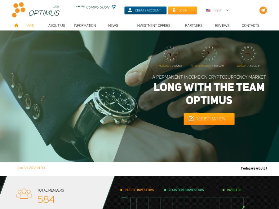 Optimus LTD - новый инвестиционный проект с доходом 114-136% за 2-5 дн.