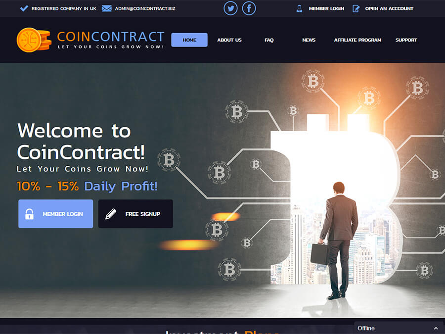 CoinContract - инвестиционный проект с доходом от 10% в сутки и навсегда