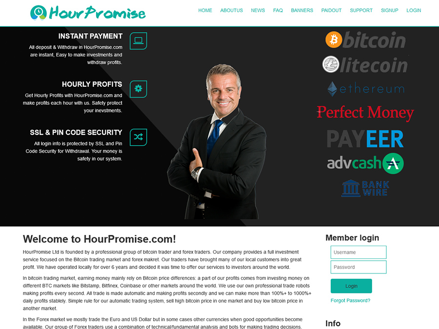 HourPromise - инвестиционный проект с ежечасными платежами от 0.1 USD