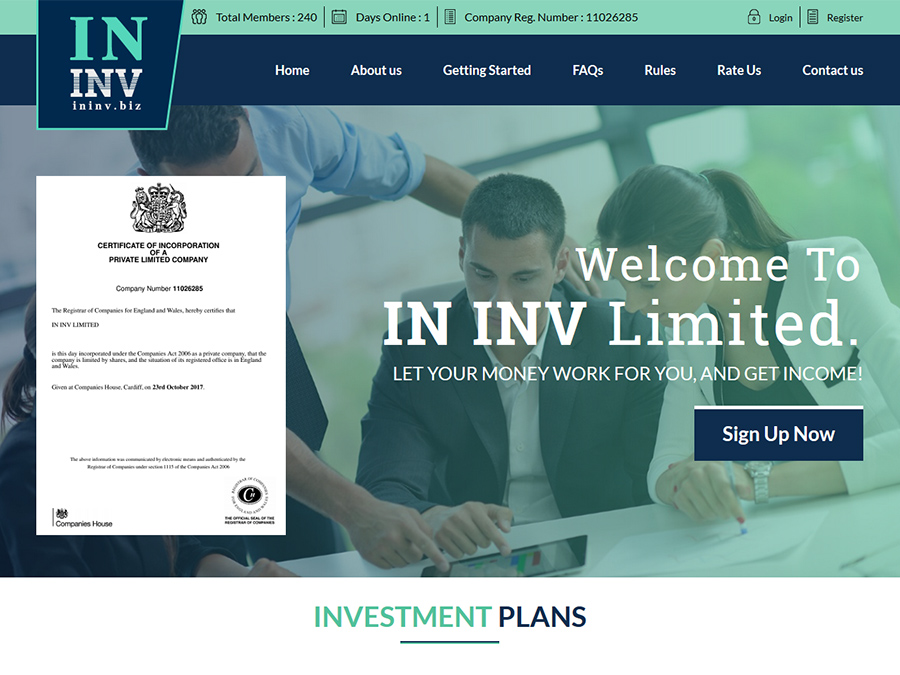 IN INV LIMITED - инвестиции сроком на 10 дней с доходом 25 – 50%, от 10 USD
