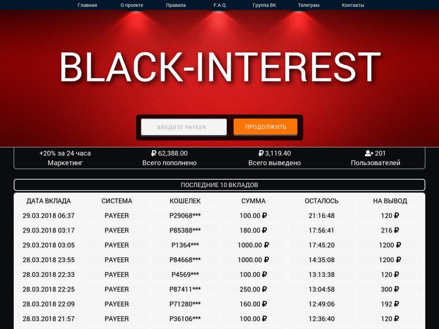 Black Interest - автоматизированный умножитель Payeer, +20% за 24 часа