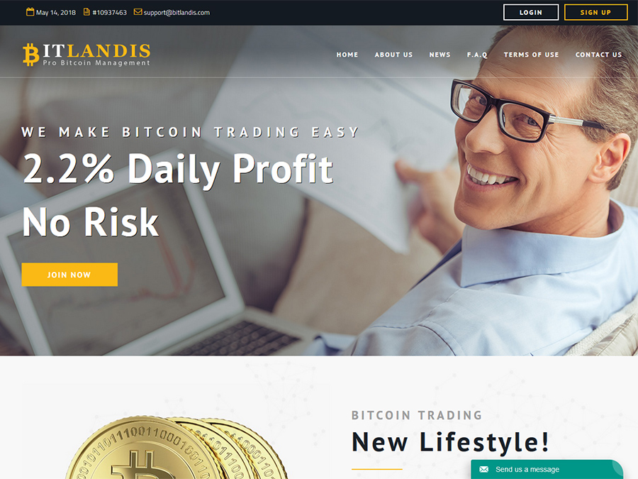 Bit Landis Ltd - EN-HYIP с единственным тарифом: +2.2% за день, от 30 USD