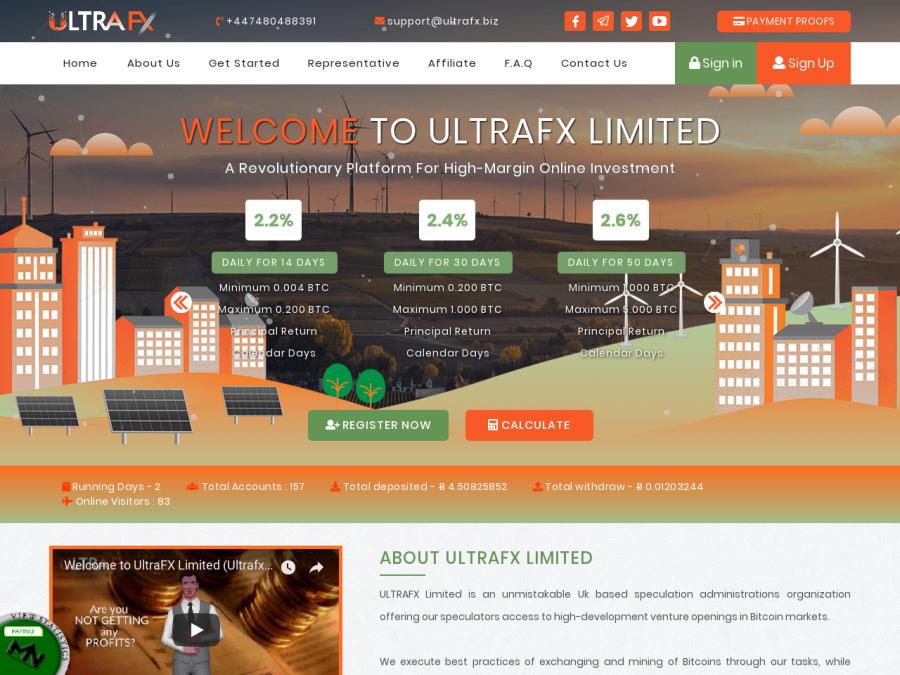 UltraFx Limited - англоязычный проект с инвестициями в BTC от 2,2% в сутки