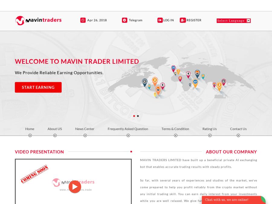 MavinTrader - инвестиции в HYIP-проект с  доходом  3 - 4% в сутки от 20 USD