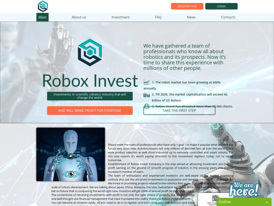 Robox Invest - пассивный заработок долларов в хайпе с доходом от 4% в сут.